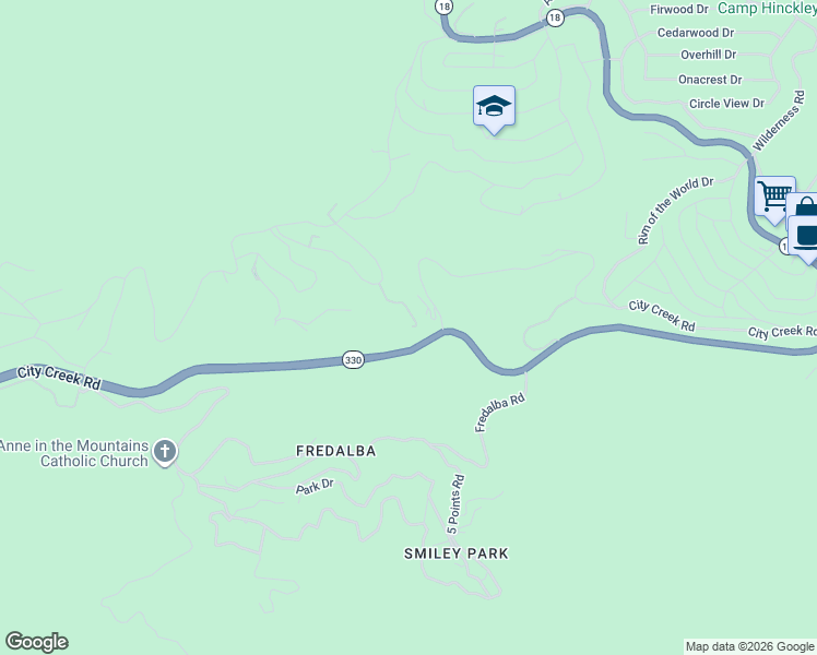 map of restaurants, bars, coffee shops, grocery stores, and more near 30757 Knoll View Drive in Running Springs