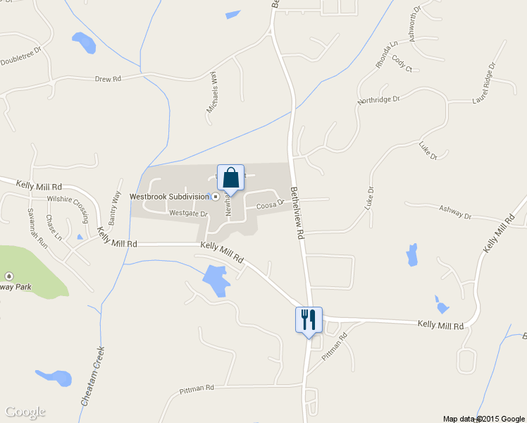 map of restaurants, bars, coffee shops, grocery stores, and more near 4135 Coosa Dr in Cumming