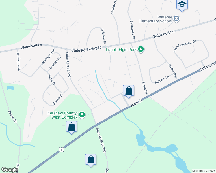map of restaurants, bars, coffee shops, grocery stores, and more near 22 Training Track Drive in Lugoff