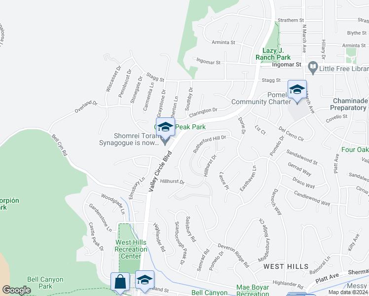 map of restaurants, bars, coffee shops, grocery stores, and more near 7385 Westcliff Drive in Los Angeles