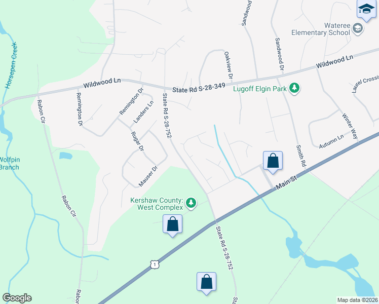 map of restaurants, bars, coffee shops, grocery stores, and more near 24 Kentucky Derby Court in Lugoff
