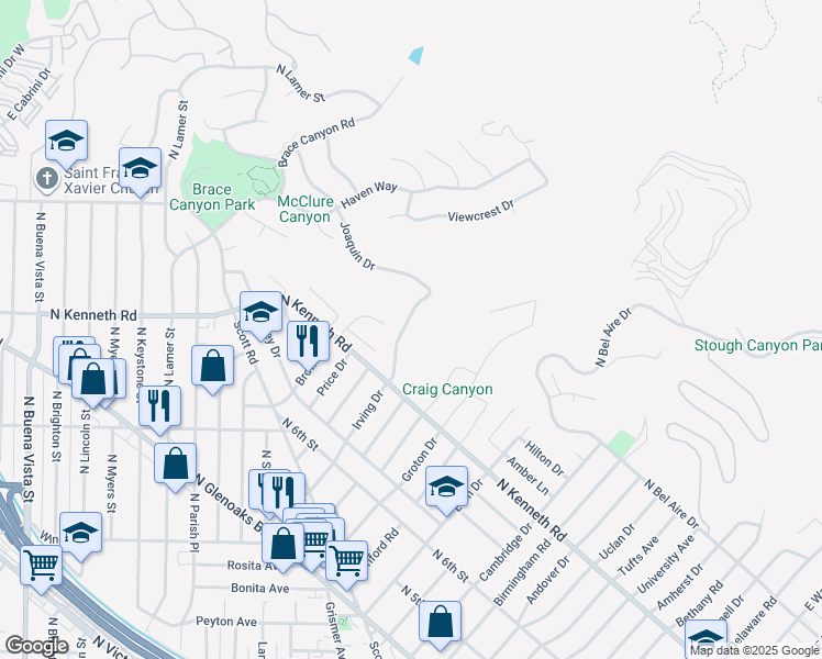 map of restaurants, bars, coffee shops, grocery stores, and more near 900 Irving Drive in Burbank