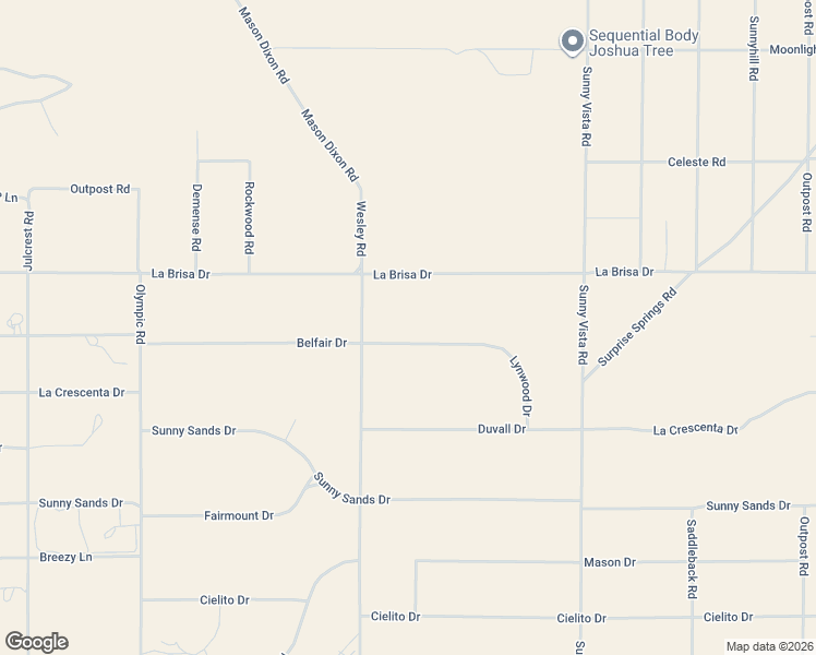 map of restaurants, bars, coffee shops, grocery stores, and more near 60554 Belfair Drive in Joshua Tree