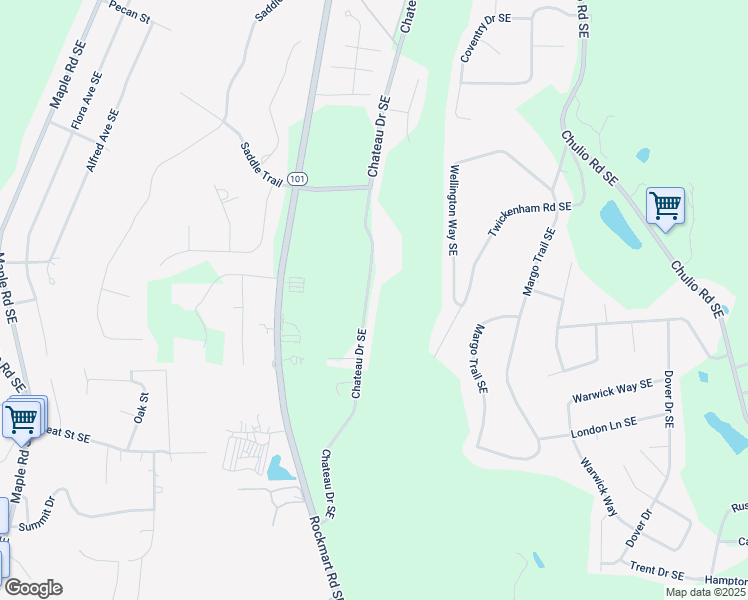 map of restaurants, bars, coffee shops, grocery stores, and more near 515 Chateau Drive Southeast in Rome