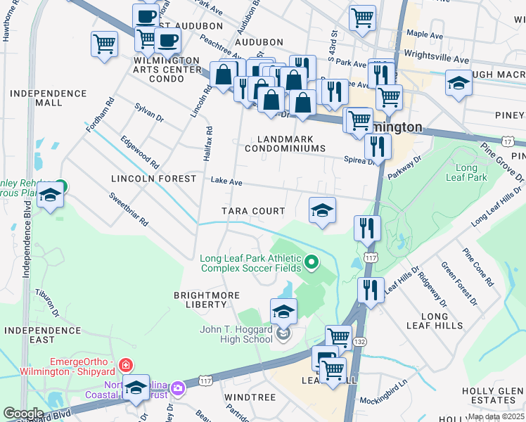 map of restaurants, bars, coffee shops, grocery stores, and more near 1715 South 41st Street in Wilmington