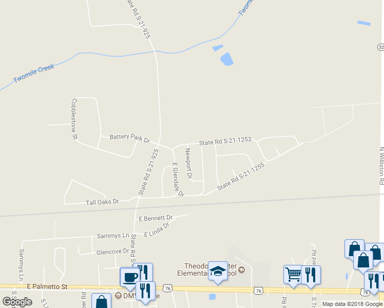 map of restaurants, bars, coffee shops, grocery stores, and more near 414 Newport Drive in Florence