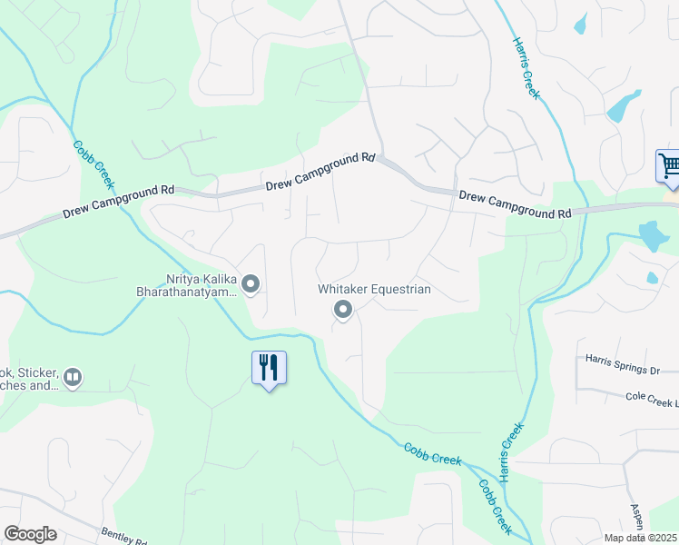 map of restaurants, bars, coffee shops, grocery stores, and more near 3960 Carissa Trce in Cumming