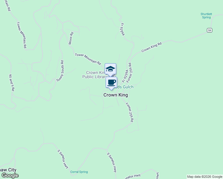 map of restaurants, bars, coffee shops, grocery stores, and more near 1 Main Street in Crown King