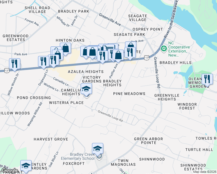 map of restaurants, bars, coffee shops, grocery stores, and more near 253 Peiffer Avenue in Wilmington