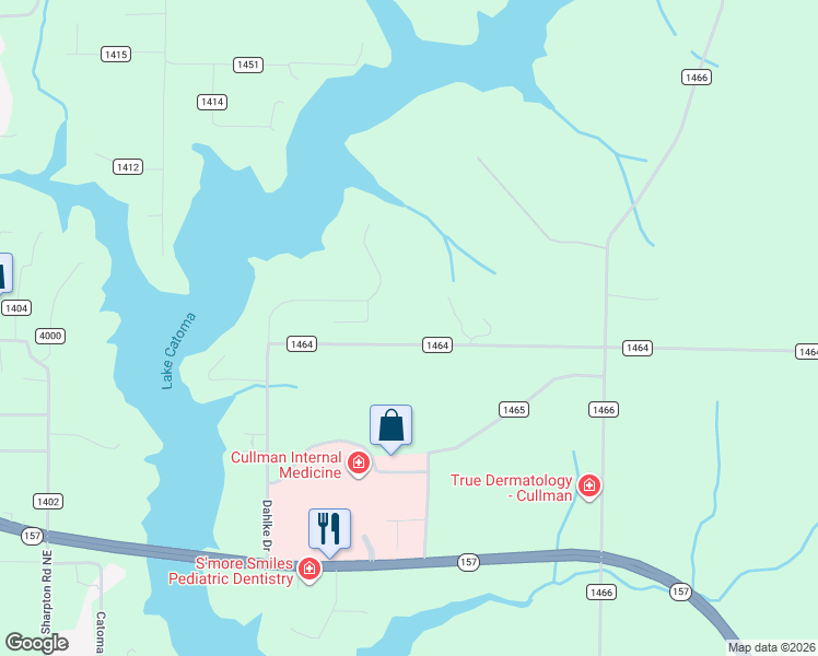 map of restaurants, bars, coffee shops, grocery stores, and more near 815 County Road 1464 in Cullman