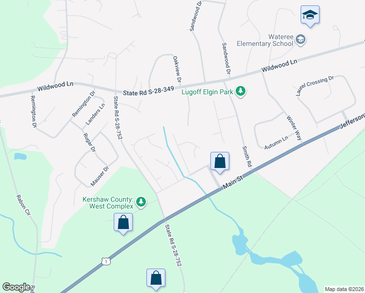 map of restaurants, bars, coffee shops, grocery stores, and more near 25 Training Track Drive in Lugoff