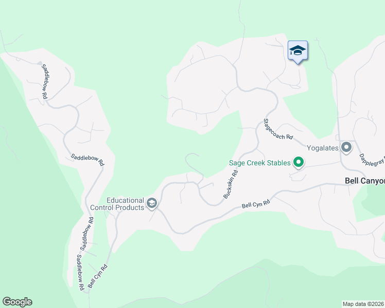 map of restaurants, bars, coffee shops, grocery stores, and more near 109 Buckskin Road in Bell Canyon