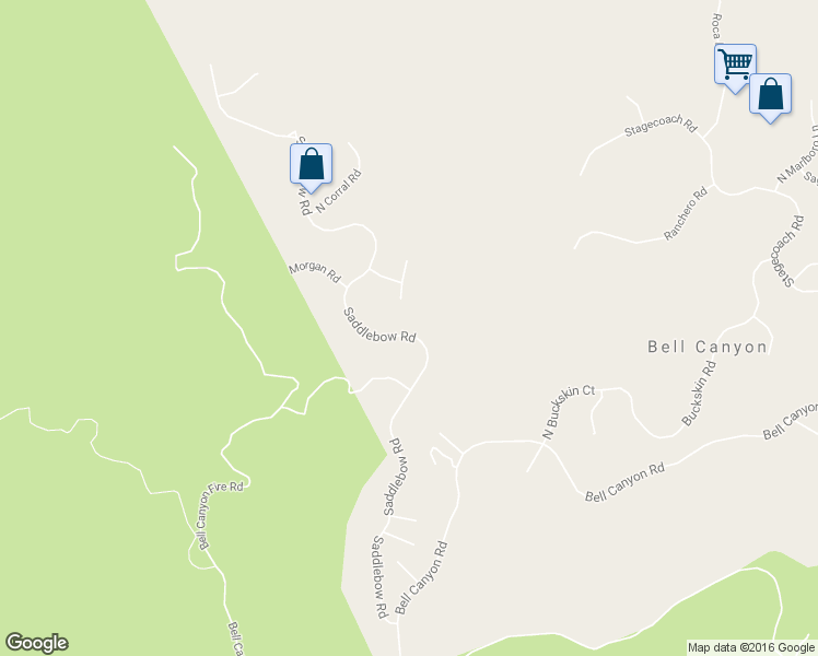 map of restaurants, bars, coffee shops, grocery stores, and more near 96 Saddlebow Road in Bell Canyon