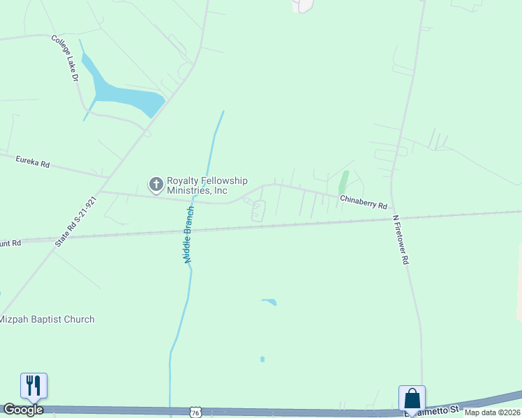 map of restaurants, bars, coffee shops, grocery stores, and more near 5338 Chinaberry Road in Florence