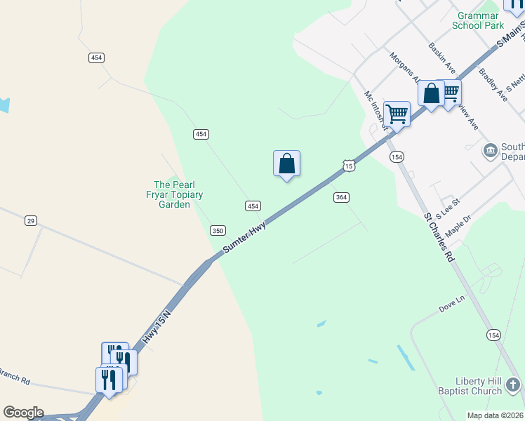 map of restaurants, bars, coffee shops, grocery stores, and more near 20 Piedmont Road in Bishopville