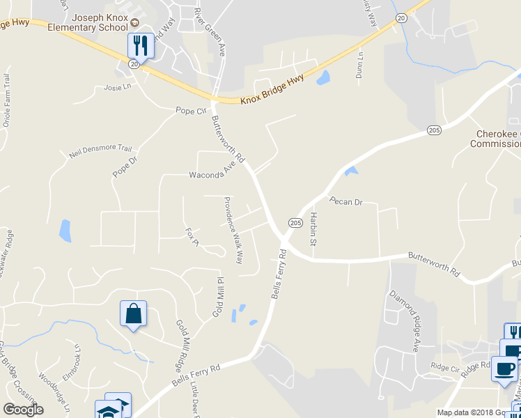 map of restaurants, bars, coffee shops, grocery stores, and more near 404 Providence Walk Street in Canton