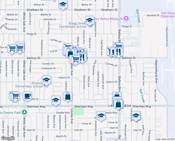 map of restaurants, bars, coffee shops, grocery stores, and more near in Los Angeles