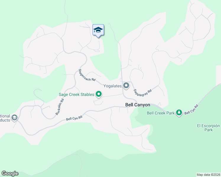 map of restaurants, bars, coffee shops, grocery stores, and more near 14 Baymare Road in Bell Canyon