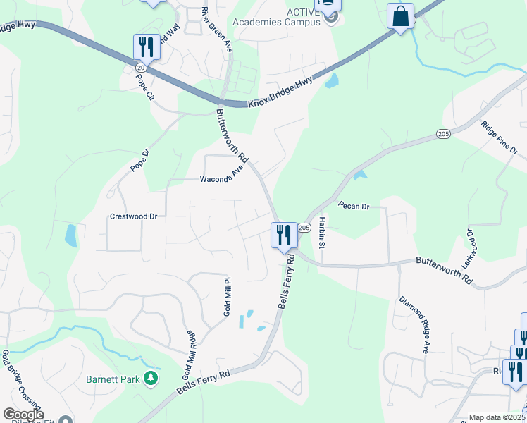 map of restaurants, bars, coffee shops, grocery stores, and more near 404 Providence Walk Street in Canton
