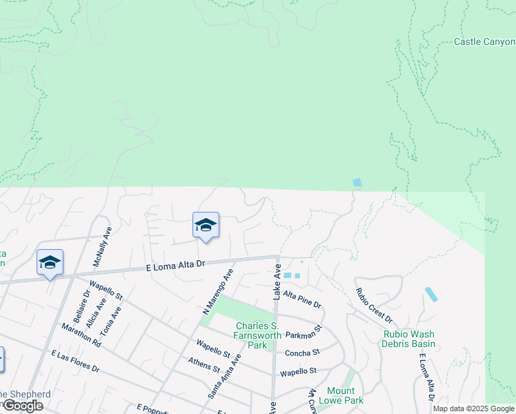map of restaurants, bars, coffee shops, grocery stores, and more near 591 Devonwood Road in Altadena