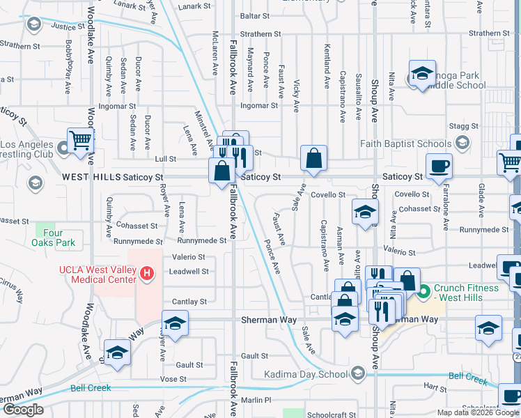 map of restaurants, bars, coffee shops, grocery stores, and more near 7472 Ponce Avenue in Los Angeles