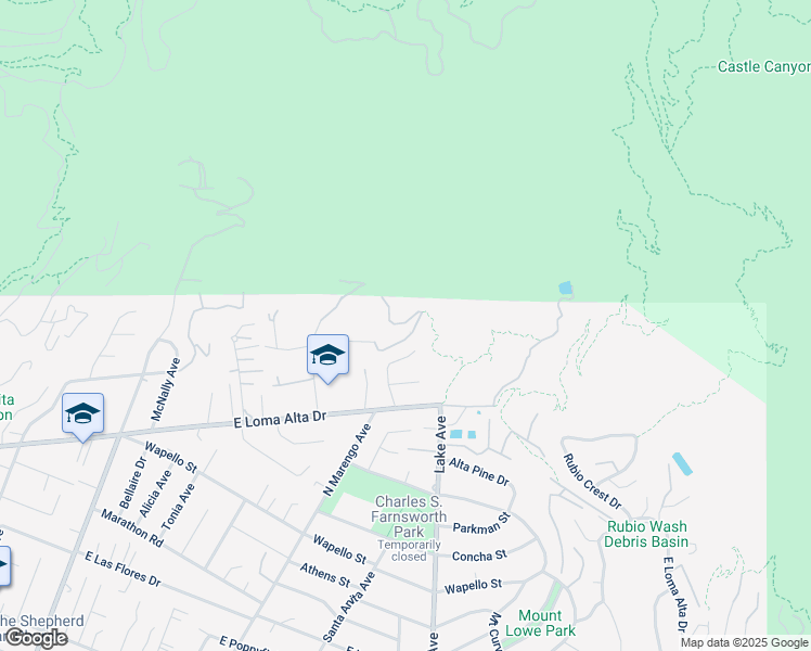 map of restaurants, bars, coffee shops, grocery stores, and more near 591 Devonwood Road in Altadena