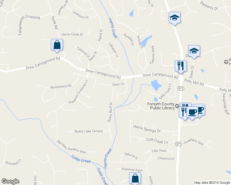 map of restaurants, bars, coffee shops, grocery stores, and more near 3720 Gadolinite Trail in Cumming
