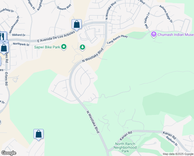 map of restaurants, bars, coffee shops, grocery stores, and more near 2860 Dewdrop Place in Westlake Village