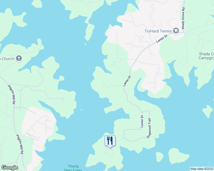 map of restaurants, bars, coffee shops, grocery stores, and more near 7920 Robin Road in Cumming