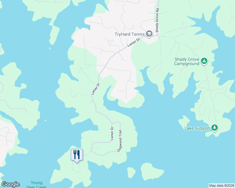 map of restaurants, bars, coffee shops, grocery stores, and more near 7845 Chinquapin Lane in Cumming