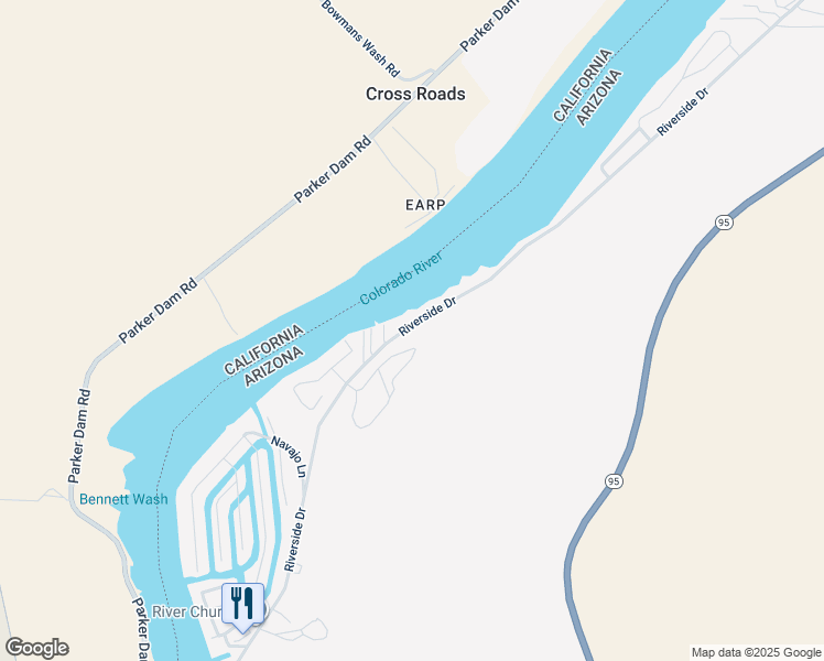map of restaurants, bars, coffee shops, grocery stores, and more near 8625 Riverside Drive in Parker