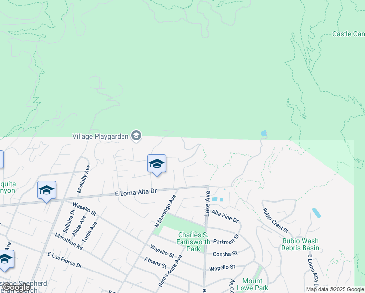 map of restaurants, bars, coffee shops, grocery stores, and more near 603 Devonwood Road in Altadena