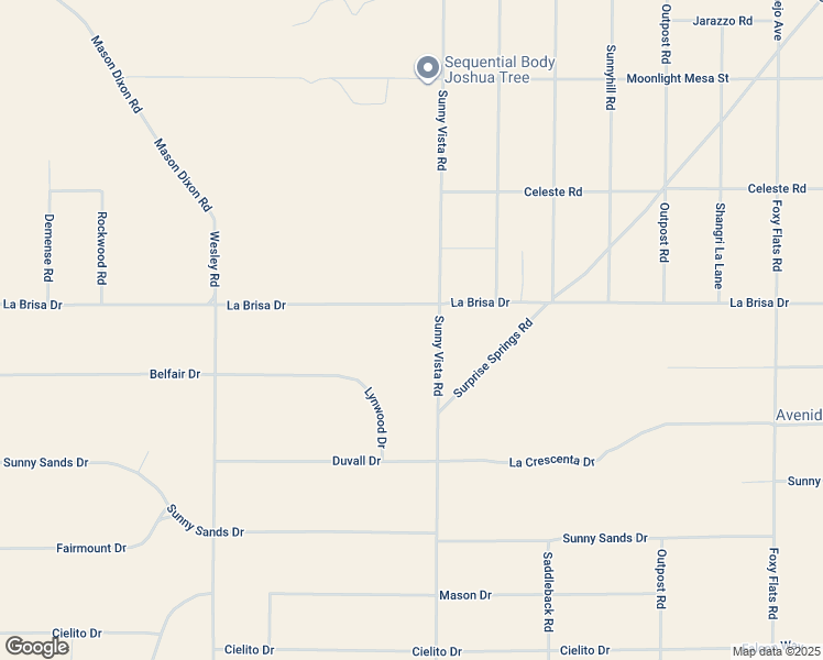 map of restaurants, bars, coffee shops, grocery stores, and more near 60789 La Brisa Drive in Joshua Tree