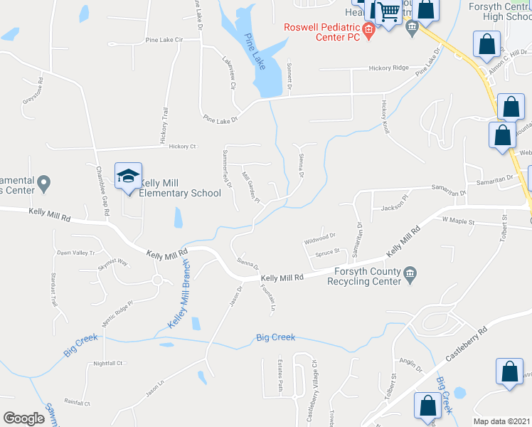map of restaurants, bars, coffee shops, grocery stores, and more near 790 Sienna Drive in Cumming
