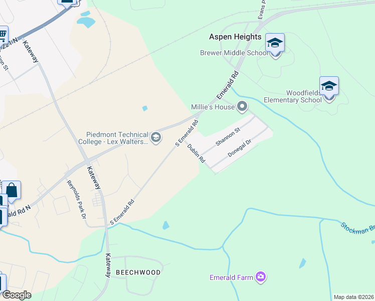 map of restaurants, bars, coffee shops, grocery stores, and more near 105 Dublin Road in Greenwood