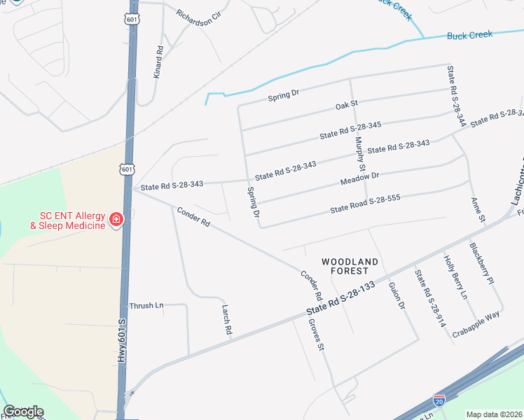 map of restaurants, bars, coffee shops, grocery stores, and more near 1037 Meadow Drive in Lugoff