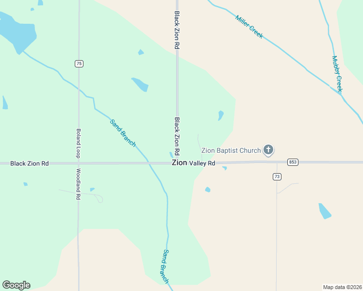 map of restaurants, bars, coffee shops, grocery stores, and more near 5880 Black Zion Road in Pontotoc