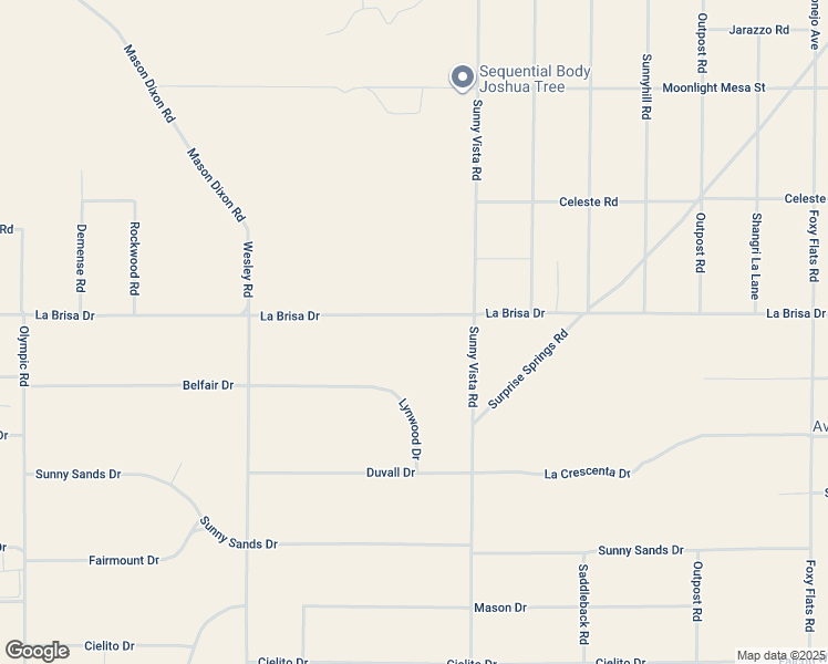 map of restaurants, bars, coffee shops, grocery stores, and more near 60789 La Brisa Drive in Joshua Tree