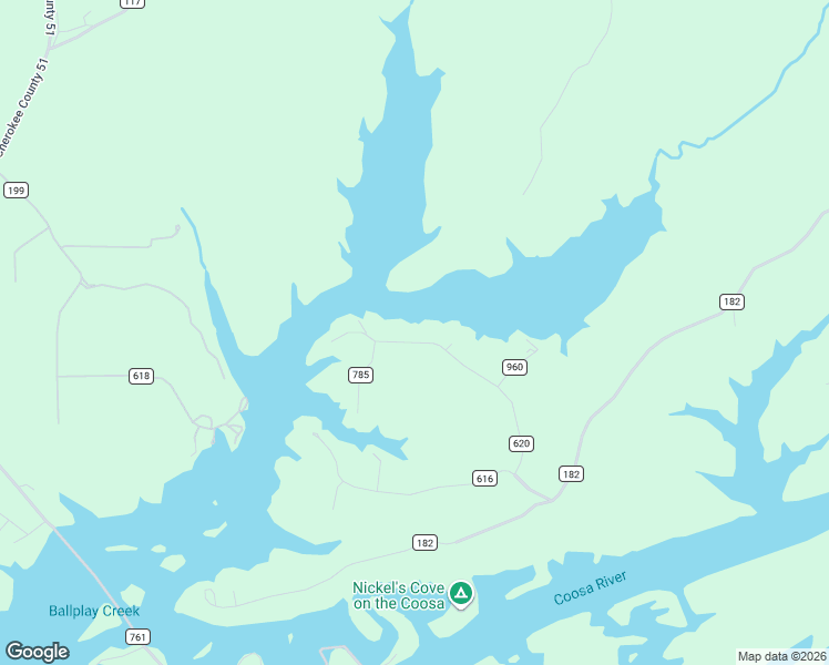 map of restaurants, bars, coffee shops, grocery stores, and more near 430 County Road 620 in Cedar Bluff