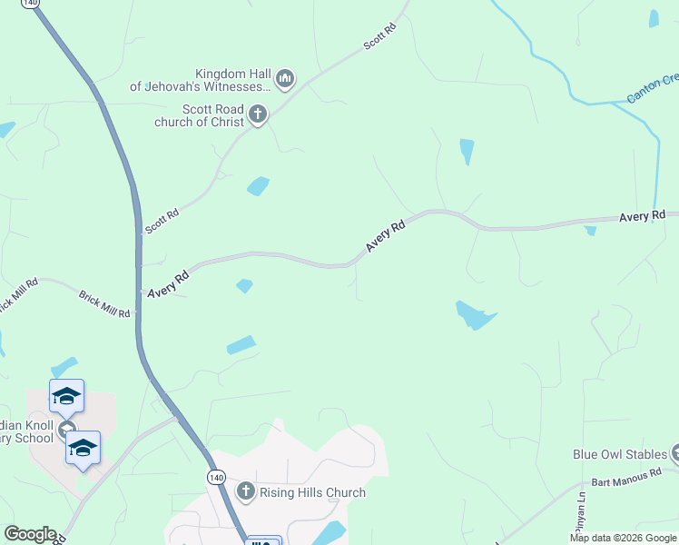 map of restaurants, bars, coffee shops, grocery stores, and more near 664 Avery Road in Canton