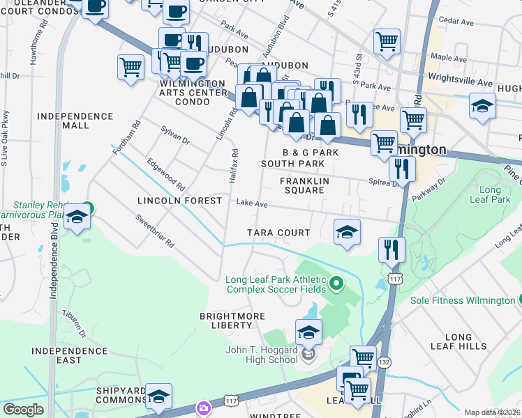 map of restaurants, bars, coffee shops, grocery stores, and more near 4018 Lake Avenue in Wilmington