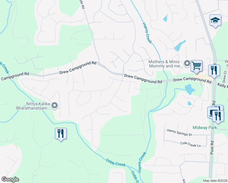 map of restaurants, bars, coffee shops, grocery stores, and more near 3850 Preserve Crossing Lane in Cumming
