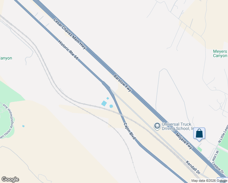 map of restaurants, bars, coffee shops, grocery stores, and more near 19216 Kendall Drive in San Bernardino