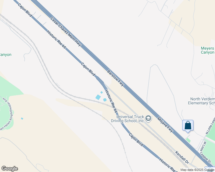 map of restaurants, bars, coffee shops, grocery stores, and more near 19216 Kendall Drive in San Bernardino