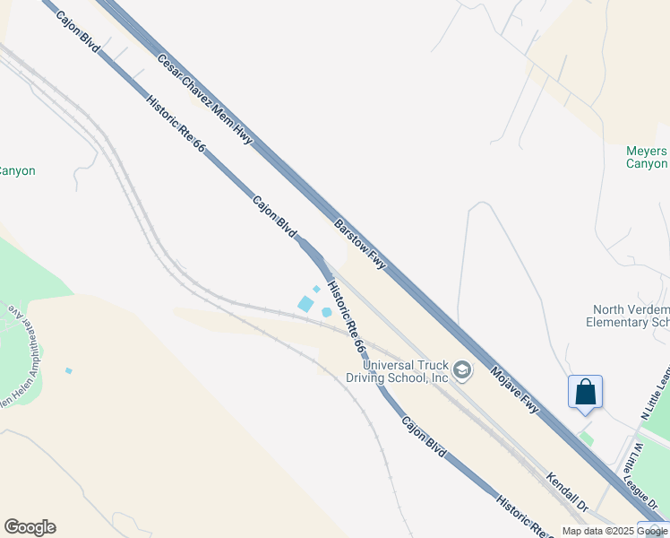 map of restaurants, bars, coffee shops, grocery stores, and more near 19216 Kendall Drive in San Bernardino