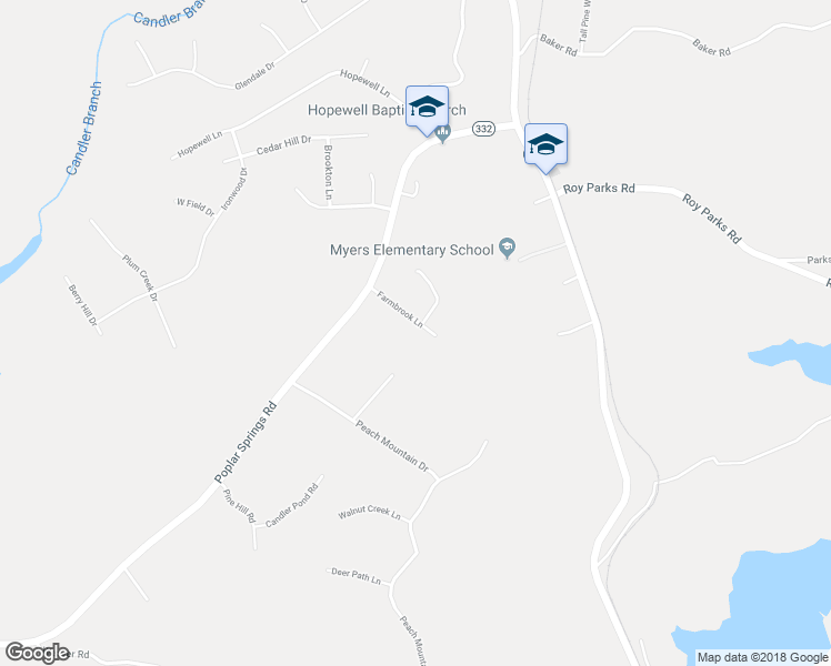 map of restaurants, bars, coffee shops, grocery stores, and more near 5020 Farmbrook Lane in Gainesville
