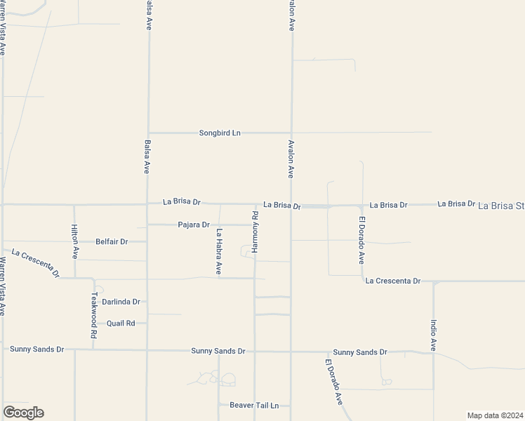 map of restaurants, bars, coffee shops, grocery stores, and more near La Brisa Drive in Yucca Valley