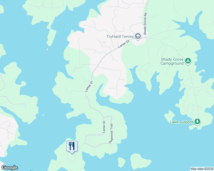 map of restaurants, bars, coffee shops, grocery stores, and more near 7845 Chinquapin Lane in Cumming