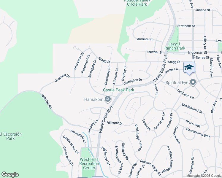 map of restaurants, bars, coffee shops, grocery stores, and more near 7423 Atherton Lane in Los Angeles
