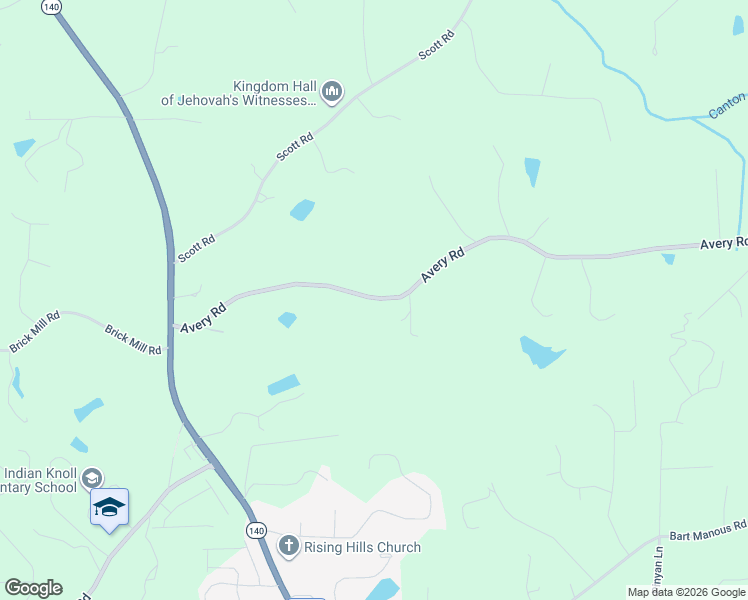 map of restaurants, bars, coffee shops, grocery stores, and more near 580 Avery Road in Canton